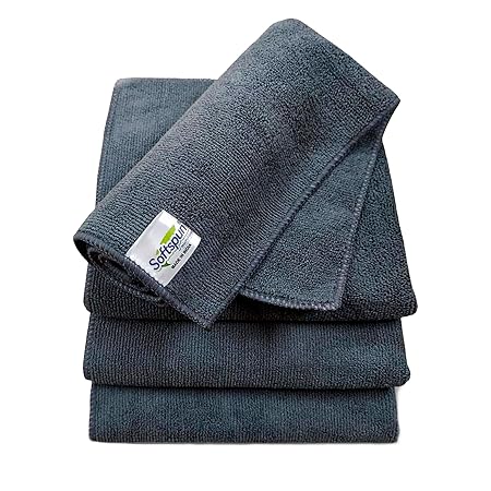 Microfiber Cloth - 4 pcs - 40x40 cms - 340 GSM Grey! Thick Lint & Streak-Free